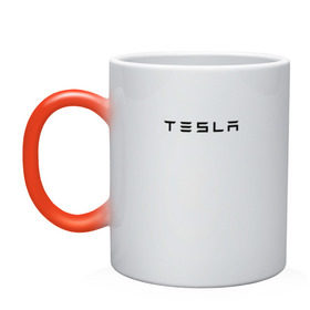Кружка хамелеон с принтом Tesla в Тюмени, керамика | меняет цвет при нагревании, емкость 330 мл | elon | mask | musk | илон маск | маск | тесла