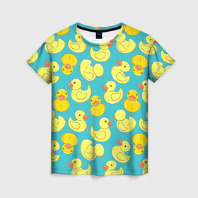 Женская футболка 3D с принтом Duck в Тюмени, 100% полиэфир ( синтетическое хлопкоподобное полотно) | прямой крой, круглый вырез горловины, длина до линии бедер | duck | duckling | утенок | утка