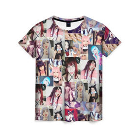 Женская футболка 3D с принтом REAL AHEGAO (В ЦВЕТЕ) в Тюмени, 100% полиэфир ( синтетическое хлопкоподобное полотно) | прямой крой, круглый вырез горловины, длина до линии бедер | ahegao | anime | real ahegao | аниме | ахегао | культура | тренд