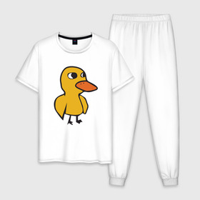 Мужская пижама хлопок с принтом Утка в Тюмени, 100% хлопок | брюки и футболка прямого кроя, без карманов, на брюках мягкая резинка на поясе и по низу штанин
 | duck | duckling | утенок | утка