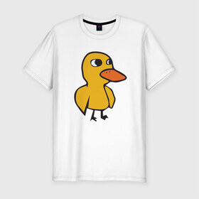 Мужская футболка хлопок Slim с принтом Утка в Тюмени, 92% хлопок, 8% лайкра | приталенный силуэт, круглый вырез ворота, длина до линии бедра, короткий рукав | duck | duckling | утенок | утка