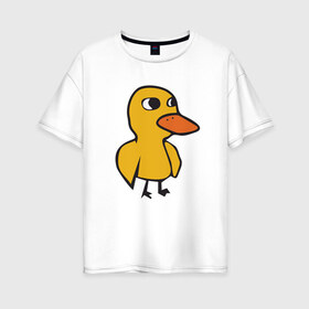 Женская футболка хлопок Oversize с принтом Утка в Тюмени, 100% хлопок | свободный крой, круглый ворот, спущенный рукав, длина до линии бедер
 | duck | duckling | утенок | утка