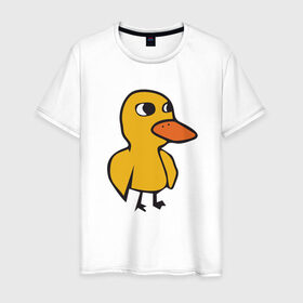 Мужская футболка хлопок с принтом Утка в Тюмени, 100% хлопок | прямой крой, круглый вырез горловины, длина до линии бедер, слегка спущенное плечо. | duck | duckling | утенок | утка