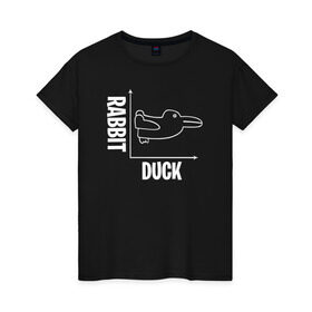 Женская футболка хлопок с принтом Геометрия в Тюмени, 100% хлопок | прямой крой, круглый вырез горловины, длина до линии бедер, слегка спущенное плечо | duck | duckling | заяц | математика | мем | утенок | утка