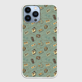 Чехол для iPhone 13 Pro Max с принтом Oldschool pattern в Тюмени,  |  | 80 | 90 | camera | eighties | nineties | oldschool | phone | retro | vch | видеокассета | восьмидесятые | девяностые | камера | кассета | олдскул | очки | ретро | телефон