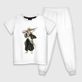 Детская пижама хлопок с принтом Ichigo Kurosaki в Тюмени, 100% хлопок |  брюки и футболка прямого кроя, без карманов, на брюках мягкая резинка на поясе и по низу штанин
 | Тематика изображения на принте: bleach | hollow | manga | блич | ичиго | куросаки | манга | пустой | синигами