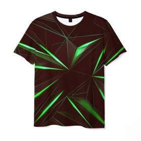 Мужская футболка 3D с принтом STRIPES GREEN 3D в Тюмени, 100% полиэфир | прямой крой, круглый вырез горловины, длина до линии бедер | abstract | geometry | абстракция | геометрия | градиент | линии