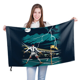 Флаг 3D с принтом RONALDO JUVE SPORT | РОНАЛДУ в Тюмени, 100% полиэстер | плотность ткани — 95 г/м2, размер — 67 х 109 см. Принт наносится с одной стороны | cr7 | fc | клуб | криштиану роналду | роналдо | фк | ювентус
