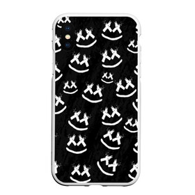 Чехол для iPhone XS Max матовый с принтом MARSHMELLO PATTERN в Тюмени, Силикон | Область печати: задняя сторона чехла, без боковых панелей | Тематика изображения на принте: dj | marshmello | usa | америка | клубная музыка | маршмелло | музыка | музыкант