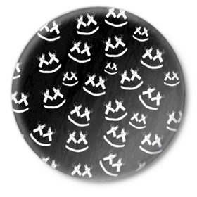 Значок с принтом MARSHMELLO PATTERN в Тюмени,  металл | круглая форма, металлическая застежка в виде булавки | dj | marshmello | usa | америка | клубная музыка | маршмелло | музыка | музыкант