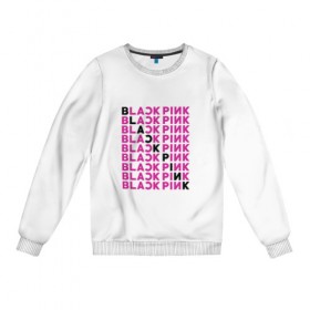 Женский свитшот хлопок с принтом BlackPink в Тюмени, 100% хлопок | прямой крой, круглый вырез, на манжетах и по низу широкая трикотажная резинка  | black  pink | blackpink | jennie | jisoo | k pop | lalisa | группа | к поп | корейская группа | розовый | черный