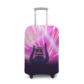 Чехол для чемодана 3D с принтом MARSHMELLO в Тюмени, 86% полиэфир, 14% спандекс | двустороннее нанесение принта, прорези для ручек и колес | dj | marshmello | usa | америка | клубная музыка | маршмелло | музыка | музыкант