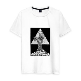 Мужская футболка хлопок с принтом Всевидящее око в Тюмени, 100% хлопок | прямой крой, круглый вырез горловины, длина до линии бедер, слегка спущенное плечо. | eye | freemasonry | illuminati | secret | see | society | всевидящее | заговор | иллюминаты | ложа | масонская | масонство | общество | око | пирамида | просвещённые | тайное | теория