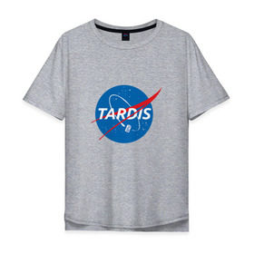 Мужская футболка хлопок Oversize с принтом TARDIS / DOCTOR WHO \ NASA в Тюмени, 100% хлопок | свободный крой, круглый ворот, “спинка” длиннее передней части | Тематика изображения на принте: doctor who | nasa | tardis | доктор кто | машина времени | наса | тардис