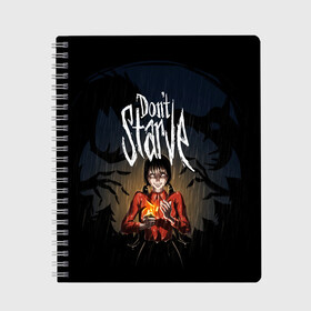 Тетрадь с принтом DON`T STARVE в Тюмени, 100% бумага | 48 листов, плотность листов — 60 г/м2, плотность картонной обложки — 250 г/м2. Листы скреплены сбоку удобной пружинной спиралью. Уголки страниц и обложки скругленные. Цвет линий — светло-серый
 | action | adventure | dont starve | gamer | player | twitch | игра