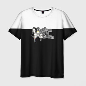 Мужская футболка 3D с принтом System of a Down в Тюмени, 100% полиэфир | прямой крой, круглый вырез горловины, длина до линии бедер | 