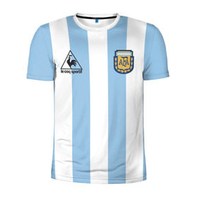 Мужская футболка 3D спортивная с принтом Марадона Аргентина ретро в Тюмени, 100% полиэстер с улучшенными характеристиками | приталенный силуэт, круглая горловина, широкие плечи, сужается к линии бедра | maradona | аргентина | марадона | ретро