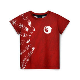 Детская футболка 3D с принтом GODZILLA в Тюмени, 100% гипоаллергенный полиэфир | прямой крой, круглый вырез горловины, длина до линии бедер, чуть спущенное плечо, ткань немного тянется | comic con | godzilla | gojira | logo | годзилла | знаки | иероглифы | лого | монстр | фильм | чудовище