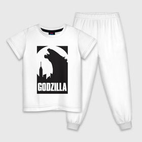 Детская пижама хлопок с принтом GODZILLA POSTER в Тюмени, 100% хлопок |  брюки и футболка прямого кроя, без карманов, на брюках мягкая резинка на поясе и по низу штанин
 | comic con | godzilla | gojira | logo | годзилла | знаки | иероглифы | лого | монстр | фильм | чудовище