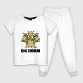 Детская пижама хлопок с принтом KING GHIDORAH \ GODZILLA в Тюмени, 100% хлопок |  брюки и футболка прямого кроя, без карманов, на брюках мягкая резинка на поясе и по низу штанин
 | comic con | godzilla | gojira | king ghidorah | logo | годзилла | знаки | иероглифы | лого | монстр | фильм | чудовище
