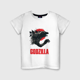 Детская футболка хлопок с принтом GODZILLA в Тюмени, 100% хлопок | круглый вырез горловины, полуприлегающий силуэт, длина до линии бедер | comic con | godzilla | gojira | logo | годзилла | знаки | иероглифы | лого | монстр | фильм | чудовище