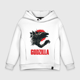 Детское худи Oversize хлопок с принтом GODZILLA в Тюмени, френч-терри — 70% хлопок, 30% полиэстер. Мягкий теплый начес внутри —100% хлопок | боковые карманы, эластичные манжеты и нижняя кромка, капюшон на магнитной кнопке | Тематика изображения на принте: comic con | godzilla | gojira | logo | годзилла | знаки | иероглифы | лого | монстр | фильм | чудовище