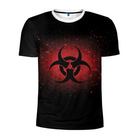 Мужская футболка 3D спортивная с принтом Biohazard в Тюмени, 100% полиэстер с улучшенными характеристиками | приталенный силуэт, круглая горловина, широкие плечи, сужается к линии бедра | biohazard | plague inc | биологическая опасность | знак