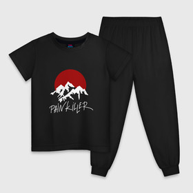 Детская пижама хлопок с принтом Painkiller Mountain в Тюмени, 100% хлопок |  брюки и футболка прямого кроя, без карманов, на брюках мягкая резинка на поясе и по низу штанин
 | Тематика изображения на принте: jeembo | джангирян | джимбо