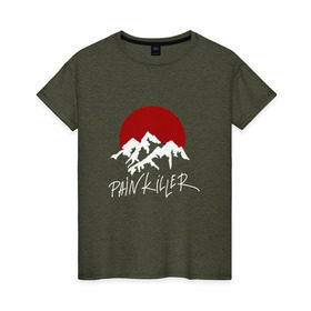 Женская футболка хлопок с принтом Painkiller Mountain в Тюмени, 100% хлопок | прямой крой, круглый вырез горловины, длина до линии бедер, слегка спущенное плечо | jeembo | джангирян | джимбо