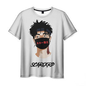 Мужская футболка 3D с принтом Scarlxrd в Тюмени, 100% полиэфир | прямой крой, круглый вырез горловины, длина до линии бедер | band | rap | rapper | scarlord | scarlxrd | scxrlord | в маске | лорд | рэп | рэпер | рэппер | скар | скарлорд | скрим