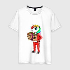 Мужская футболка хлопок с принтом 69 rainbow в Тюмени, 100% хлопок | прямой крой, круглый вырез горловины, длина до линии бедер, слегка спущенное плечо. | 6ix9ine | единорог | пони