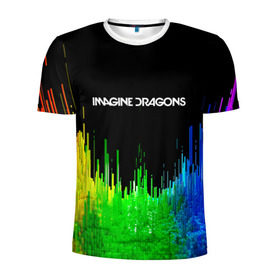 Мужская футболка 3D спортивная с принтом IMAGINE DRAGONS в Тюмени, 100% полиэстер с улучшенными характеристиками | приталенный силуэт, круглая горловина, широкие плечи, сужается к линии бедра | Тематика изображения на принте: color | imagine dragons | logo | stripes | trend | абстракция | группа | линии | лого | рок | рэп | фирменные цвета