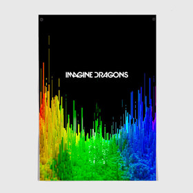 Постер с принтом IMAGINE DRAGONS в Тюмени, 100% бумага
 | бумага, плотность 150 мг. Матовая, но за счет высокого коэффициента гладкости имеет небольшой блеск и дает на свету блики, но в отличии от глянцевой бумаги не покрыта лаком | color | imagine dragons | logo | stripes | trend | абстракция | группа | линии | лого | рок | рэп | фирменные цвета
