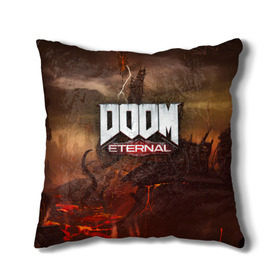 Подушка 3D с принтом DOOM Eternal в Тюмени, наволочка – 100% полиэстер, наполнитель – холлофайбер (легкий наполнитель, не вызывает аллергию). | состоит из подушки и наволочки. Наволочка на молнии, легко снимается для стирки | doom | doomguy | slayer | вечный | дум | думгай | палач рока