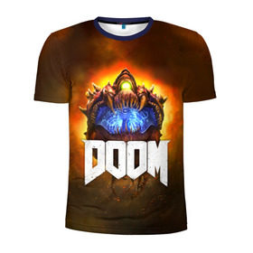 Мужская футболка 3D спортивная с принтом Doom Cacodemon в Тюмени, 100% полиэстер с улучшенными характеристиками | приталенный силуэт, круглая горловина, широкие плечи, сужается к линии бедра | 