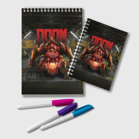 Блокнот с принтом DOOM Pinky в Тюмени, 100% бумага | 48 листов, плотность листов — 60 г/м2, плотность картонной обложки — 250 г/м2. Листы скреплены удобной пружинной спиралью. Цвет линий — светло-серый
 | 