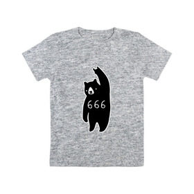 Детская футболка хлопок с принтом BAD BEAR 666 ROCK в Тюмени, 100% хлопок | круглый вырез горловины, полуприлегающий силуэт, длина до линии бедер | Тематика изображения на принте: 666 | bear | devil | satan | медведь | сатана