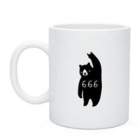 Кружка с принтом BAD BEAR 666 ROCK в Тюмени, керамика | объем — 330 мл, диаметр — 80 мм. Принт наносится на бока кружки, можно сделать два разных изображения | Тематика изображения на принте: 666 | bear | devil | satan | медведь | сатана