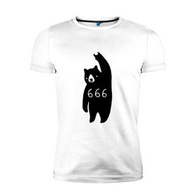 Мужская футболка премиум с принтом BAD BEAR 666 ROCK в Тюмени, 92% хлопок, 8% лайкра | приталенный силуэт, круглый вырез ворота, длина до линии бедра, короткий рукав | Тематика изображения на принте: 666 | bear | devil | satan | медведь | сатана