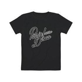 Детская футболка хлопок с принтом Panic at the disco logo в Тюмени, 100% хлопок | круглый вырез горловины, полуприлегающий силуэт, длина до линии бедер | brendon urie | patd | spencer smith | tyan ross