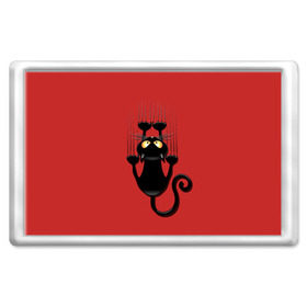 Магнит 45*70 с принтом Черный Кот в Тюмени, Пластик | Размер: 78*52 мм; Размер печати: 70*45 | black | cat | cats | кот | котенок | коты | кошка | кошки | красный | черная