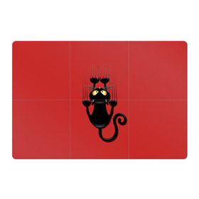 Магнитный плакат 3Х2 с принтом Черный Кот в Тюмени, Полимерный материал с магнитным слоем | 6 деталей размером 9*9 см | black | cat | cats | кот | котенок | коты | кошка | кошки | красный | черная