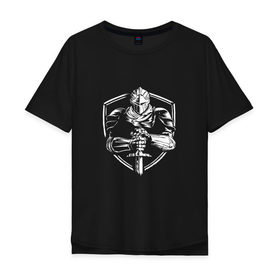 Мужская футболка хлопок Oversize с принтом DARK SOULS в Тюмени, 100% хлопок | свободный крой, круглый ворот, “спинка” длиннее передней части | dark souls | game | gamer | mmo | play | player | rpg | дарк соулс | игра | темные души