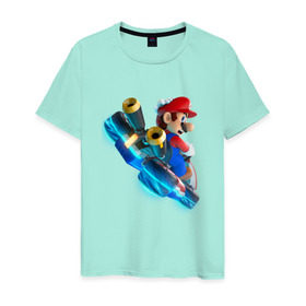 Мужская футболка хлопок с принтом Super Mario в Тюмени, 100% хлопок | прямой крой, круглый вырез горловины, длина до линии бедер, слегка спущенное плечо. | 