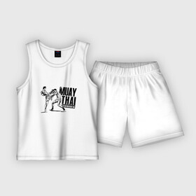 Детская пижама с шортами хлопок с принтом Muay Thai. Тайский бокс в Тюмени,  |  | boxing | champion | fight | fist | kick | muay | ring | sport | thai | thailand | бой | бокс | кулак | муай | ринг | спорт | таиланд | тай | тайский | удар | чемпион
