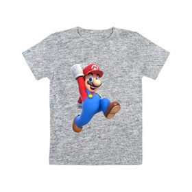 Детская футболка хлопок с принтом Super Mario в Тюмени, 100% хлопок | круглый вырез горловины, полуприлегающий силуэт, длина до линии бедер | 