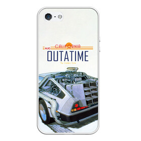 Чехол для iPhone 5/5S матовый с принтом De Lorean Outatime в Тюмени, Силикон | Область печати: задняя сторона чехла, без боковых панелей | 