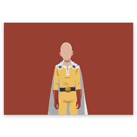 Поздравительная открытка с принтом One Punch Man в Тюмени, 100% бумага | плотность бумаги 280 г/м2, матовая, на обратной стороне линовка и место для марки
 | ванпачмен
