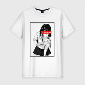 Мужская футболка премиум с принтом SENPAI в Тюмени, 92% хлопок, 8% лайкра | приталенный силуэт, круглый вырез ворота, длина до линии бедра, короткий рукав | ahegao | anime | senpai | аниме | ахегао | культура | сенпай | тренд