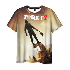 Мужская футболка 3D с принтом Dying Light 2 в Тюмени, 100% полиэфир | прямой крой, круглый вырез горловины, длина до линии бедер | action | city | dying light | game | postapocalypse | sky | zombie | город | игра | персонаж | постапокалипсис